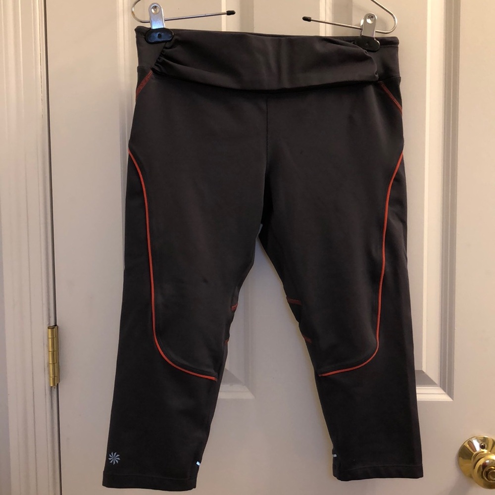 Athleta Gray and Pink Crop leggings